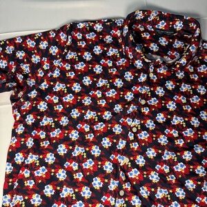 Hart Schaffner Marx Floral Shirt XXL black red and blue